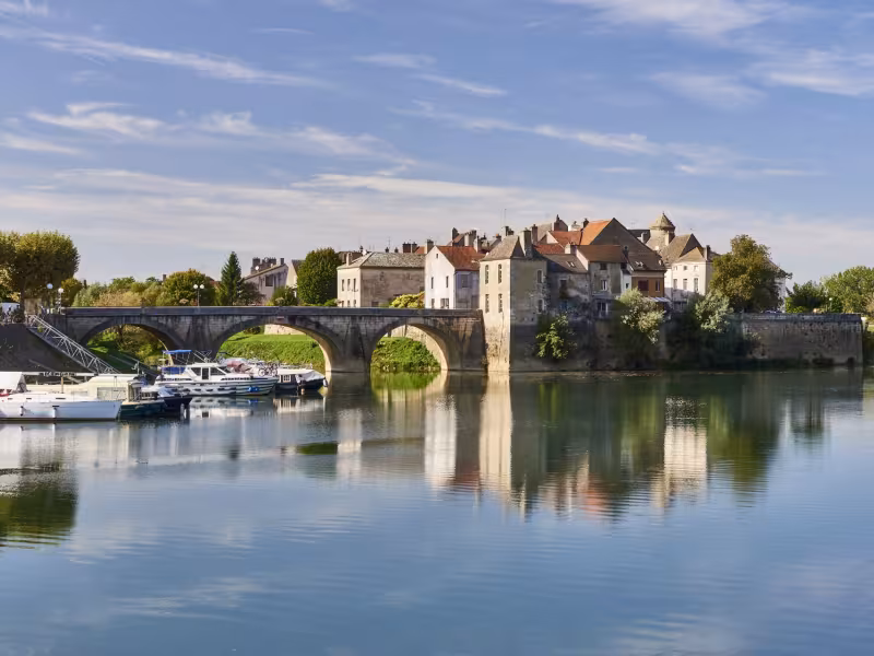 Verdun-sur-le-Doubs_la Saône et les bateaux de plaisance à la halte nautique