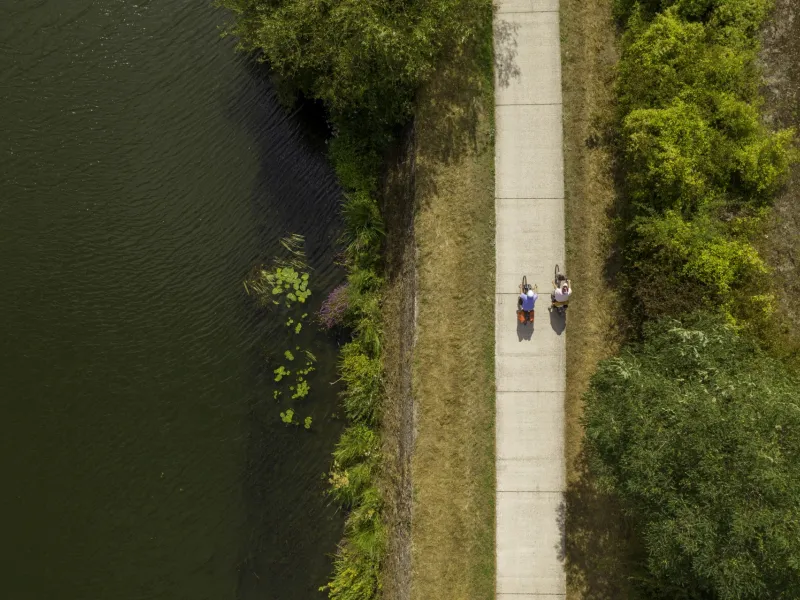 Le parcours de La Voie Bleue au plus proche de la Moselle