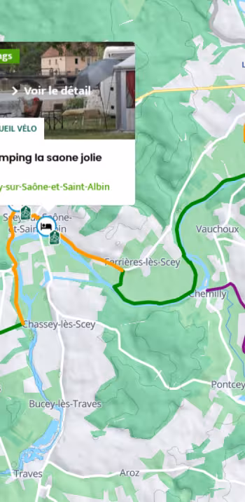 Trouver/repérer les Accueil Vélo autour de l'itinéraire