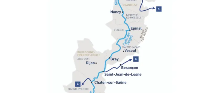 Carte interactive de La Voie Bleue, V50 à vélo